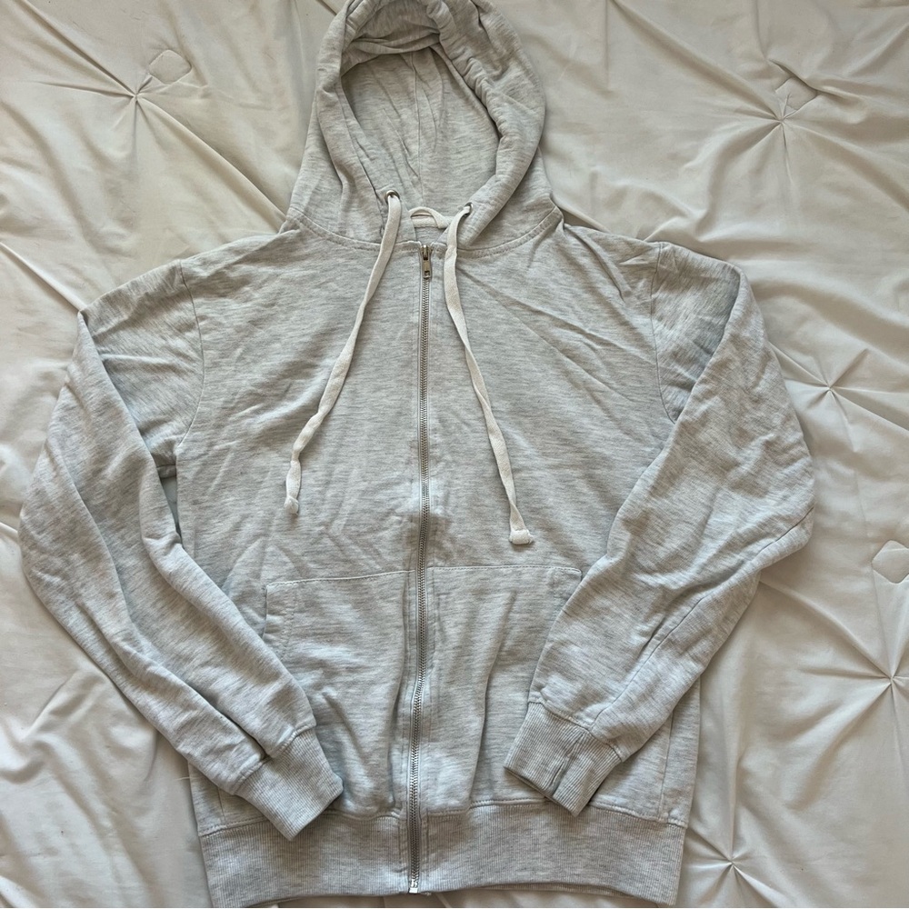 Heather grey y2k bluenotes oversized zip up hoodie